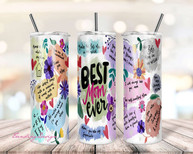 Mother's Day Tumbler Warp png, Best MOM Ever 20oz skinny Tumbler sublimation Design, Mother's Day Tumbler Instant Download Sublimation TrendingDesign 