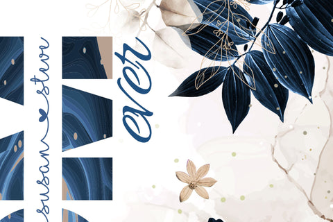 Mother's Day Tumbler Wrap PNG, Add Kids Names, Blue Gold Floral Tumbler, Seamless Sublimation Designs Downloads, 20 oz Skinny Tumbler Design Sublimation Syre Digital Creations 