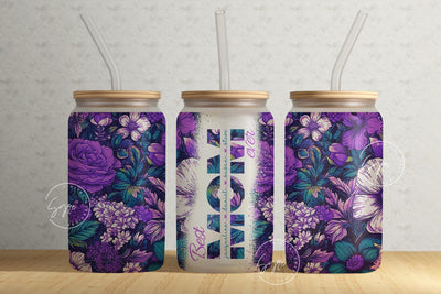 Mother's Day Tumbler Wrap PNG, Add Kids Names, Floral Tumbler Wrap, 16 oz Libbey Glass Can Tumbler, Seamless Sublimation Designs Downloads Sublimation Syre Digital Creations 