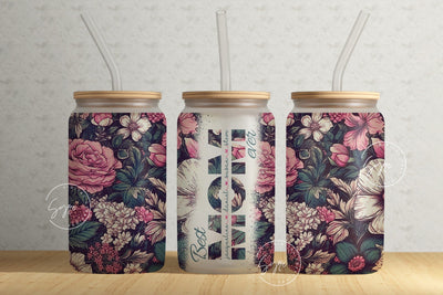 Mother's Day Tumbler Wrap PNG, Add Kids Names, Floral Tumbler Wrap, 16 oz Libbey Glass Can Tumbler, Seamless Sublimation Designs Downloads Sublimation Syre Digital Creations 