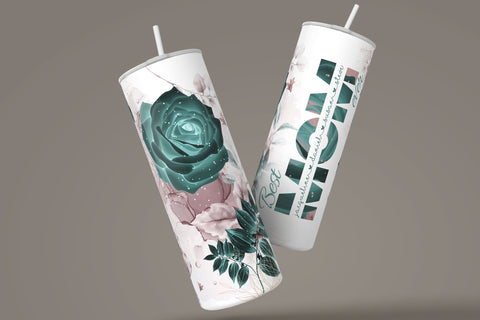 Mother's Day Tumbler Wrap PNG, Add Kids Names, Green Floral Tumbler, Seamless Sublimation Designs Downloads, 20 oz Skinny Tumbler Design Sublimation Syre Digital Creations 