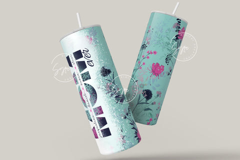 Mother's Day Tumbler Wrap PNG, Add Kids Names, Green Floral Tumbler, Seamless Sublimation Designs Downloads, 20 oz Skinny Tumbler Design Sublimation Syre Digital Creations 