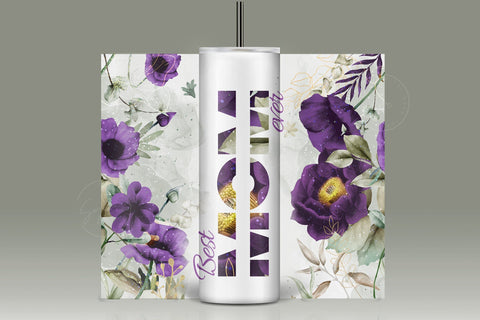 Mother's Day Tumbler Wrap PNG, Add Kids Names, Purple Floral Tumbler, Seamless Sublimation Designs Downloads, 20 oz Skinny Tumbler Design Sublimation Syre Digital Creations 