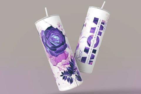 Mother's Day Tumbler Wrap PNG, Add Kids Names, Purple Floral Tumbler, Seamless Sublimation Designs Downloads, 20 oz Skinny Tumbler Design Sublimation Syre Digital Creations 