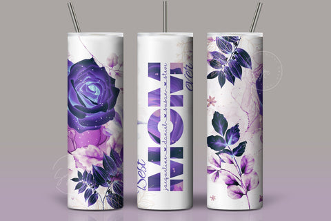 Mother's Day Tumbler Wrap PNG, Add Kids Names, Purple Floral Tumbler, Seamless Sublimation Designs Downloads, 20 oz Skinny Tumbler Design Sublimation Syre Digital Creations 