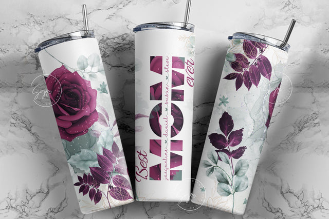 Mother's Day Tumbler Wrap PNG, Add Kids Names, Red Gold Floral Tumbler, Seamless Sublimation Designs Downloads, 20 oz Skinny Tumbler Design Sublimation Syre Digital Creations 