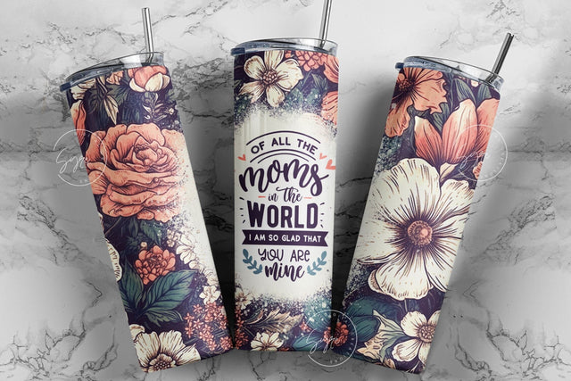 Mother's Day Tumbler Wrap PNG, Floral Tumbler Wrap, Gift for MOM, Mom Quote Tumbler, 20 oz Skinny Tumbler Sublimation, Digital Download Sublimation Syre Digital Creations 