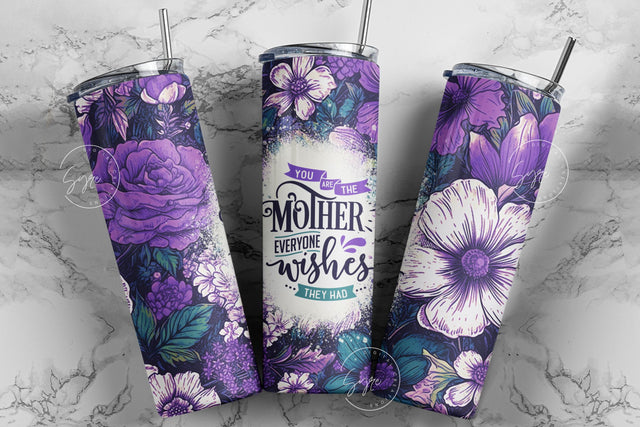 Mother's Day Tumbler Wrap PNG, Floral Tumbler Wrap, Gift for MOM, Mom Quote Tumbler, 20 oz Skinny Tumbler Sublimation, Digital Download Sublimation Syre Digital Creations 