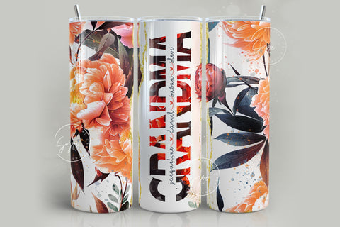 Mother's Day Tumbler Wrap, Set of 25, Floral Design, Summer Flowers, Add Your Kids Names, 20 oz Skinny Tumbler Design Wrap, Sublimation Wrap Sublimation Syre Digital Creations 