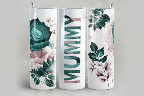 Mother's Day Tumbler Wrap, Set of 25, Floral Design, Summer Flowers, Add Your Kids Names, 20 oz Skinny Tumbler Design Wrap, Sublimation Wrap Sublimation Syre Digital Creations 