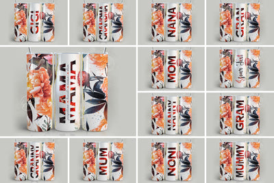 Mother's Day Tumbler Wrap, Set of 25, Floral Design, Summer Flowers, Add Your Kids Names, 20 oz Skinny Tumbler Design Wrap, Sublimation Wrap Sublimation Syre Digital Creations 