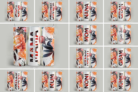 Mother's Day Tumbler Wrap, Set of 25, Floral Design, Summer Flowers, Add Your Kids Names, 20 oz Skinny Tumbler Design Wrap, Sublimation Wrap Sublimation Syre Digital Creations 