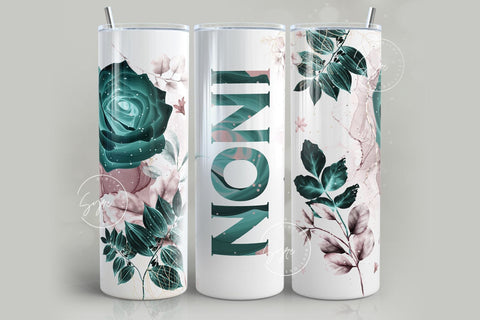Mother's Day Tumbler Wrap, Set of 25, Floral Design, Summer Flowers, Add Your Kids Names, 20 oz Skinny Tumbler Design Wrap, Sublimation Wrap Sublimation Syre Digital Creations 