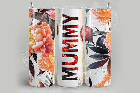 Mother's Day Tumbler Wrap, Set of 25, Floral Design, Summer Flowers, Add Your Kids Names, 20 oz Skinny Tumbler Design Wrap, Sublimation Wrap Sublimation Syre Digital Creations 