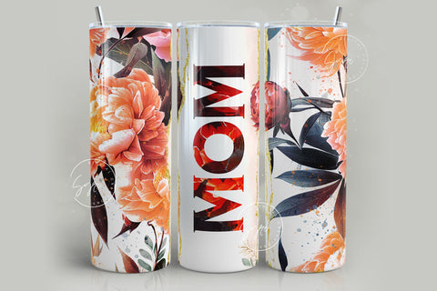 Mother's Day Tumbler Wrap, Set of 25, Floral Design, Summer Flowers, Add Your Kids Names, 20 oz Skinny Tumbler Design Wrap, Sublimation Wrap Sublimation Syre Digital Creations 