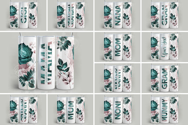 Mother's Day Tumbler Wrap, Set of 25, Floral Design, Summer Flowers, Add Your Kids Names, 20 oz Skinny Tumbler Design Wrap, Sublimation Wrap Sublimation Syre Digital Creations 
