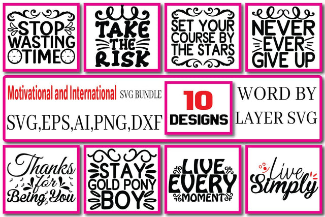 Motivational and International SVG Bundle Vol. 1 SVG Craftlabsvg24 