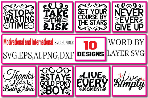 Motivational and International SVG Bundle Vol. 1 SVG Craftlabsvg24 
