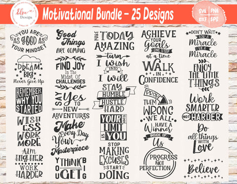 Motivational Bundle - SVG, PNG, DXF, EPS SVG Elsie Loves Design 