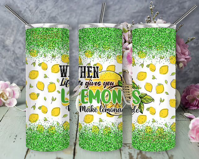 Motivational Design, Glitter Lemonade 20oz Wrap, Inspirational 20oz tumbler Wrap, 20oz Skinny Tumbler Design, Digital download File,Lemonade Sublimation DesignSVG 