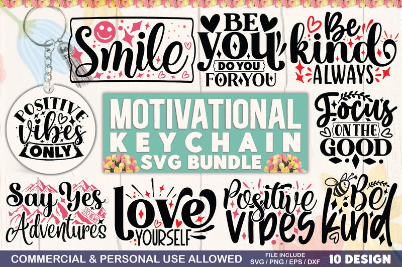 Motivational Keychain SVG Bundle SVG Ariyan 