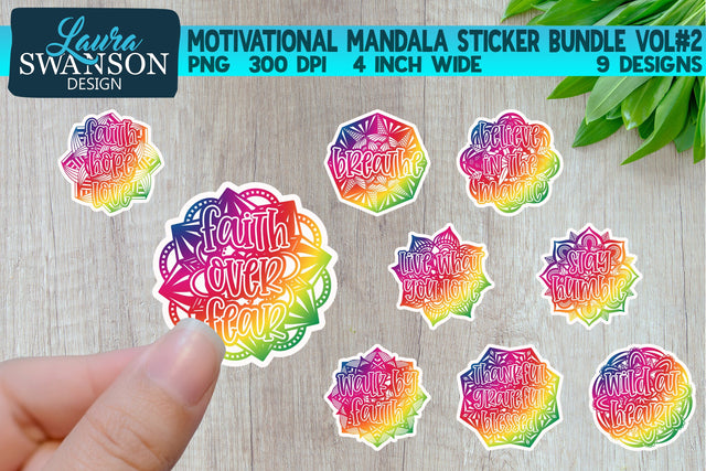 Motivational Mandala Sticker Bundle Vol#2 | Digital & Print Sticker Set SVG Laura Swanson Design 