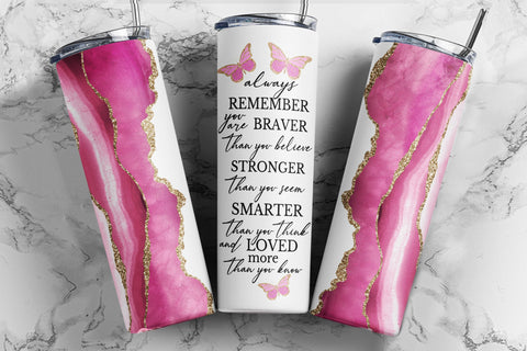 Motivational Quote 20oz Skinny Tumbler Sublimation Design, Always Remember You Are Braver Tumbler Straight & Tapered PNG Digital Download Sublimation TumblersByPhill 