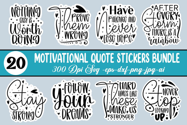 Motivational Quote Stickers Bundle SVG designmaster24 