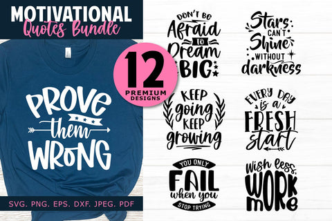 Motivational Quotes Bundle - 12 Inspirational SVG Cut Files SVG Shine Green Art 