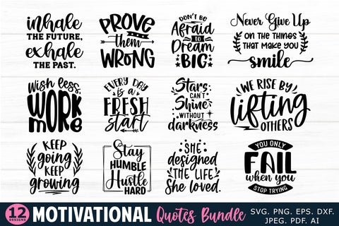 Motivational Quotes Bundle - 12 Inspirational SVG Cut Files SVG Shine Green Art 