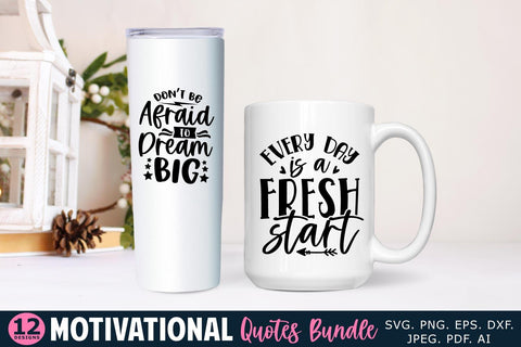 Motivational Quotes Bundle - 12 Inspirational SVG Cut Files SVG Shine Green Art 