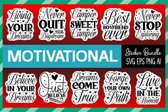 Motivational Quotes Sticker Bundle, Motivational Quotes Svg Bundle SVG designmaster24 