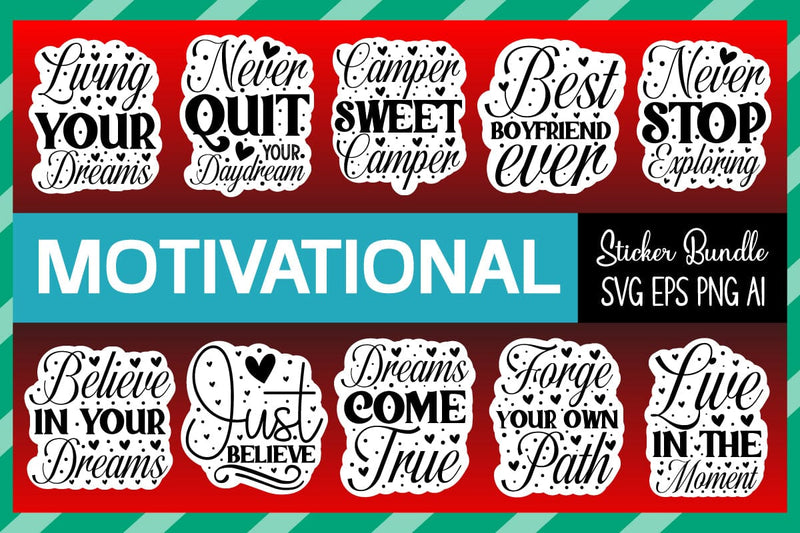 Motivational Quotes Sticker Bundle, Motivational Quotes Svg Bundle SVG designmaster24 