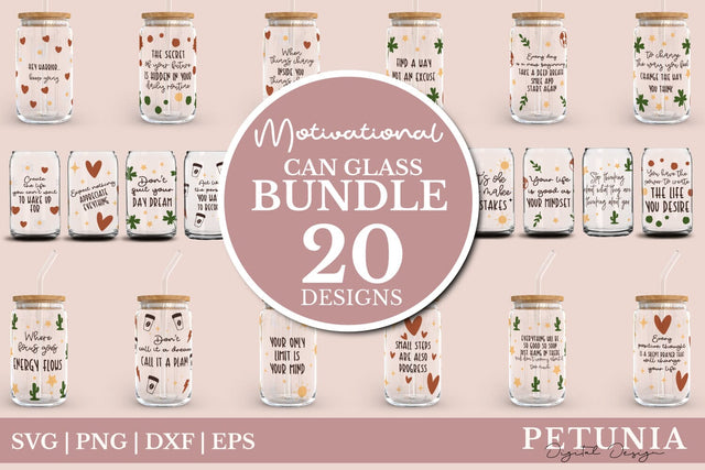 Motivational Quotes SVG | 16oz Libbey glass Can Wrap Bundle SVG Petunia Digital Design 