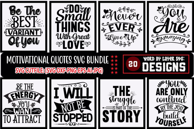 Motivational Quotes SVG Bundle | Inspirational Bundle SVG Blessedprint 