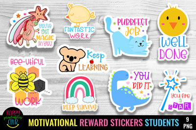Motivational Reward Stickers for Students I Digital Stickers Sublimation Happy Printables Club 
