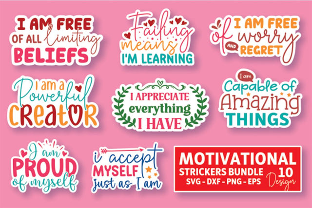 Motivational Stickers Bundle SVG md faruk hossain 