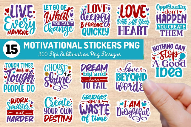 Motivational Sublimation Stickers Bundle Sketch DESIGN Regulrcrative 