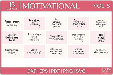 Motivational SVG Bundle | Inspirational SVG Bundle | Vol 8 SVG Decor and Dreams 
