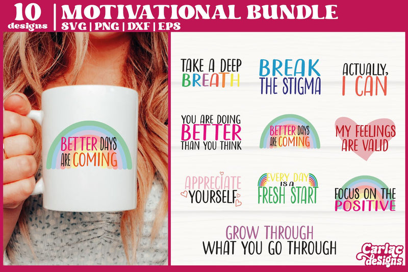 Motivational SVG Bundle | Mental Health SVG Bundle - So Fontsy