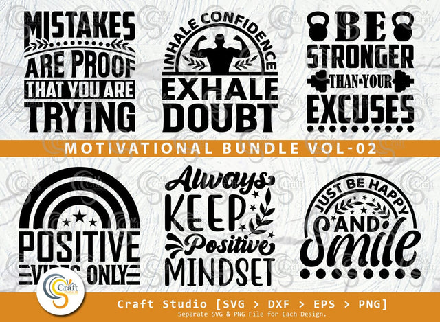 Motivational SVG Bundle, Positive Thinking Svg, Motivational Saying Svg, Inspirational Quotes, Motivational Cutting File SVG ETC Craft 