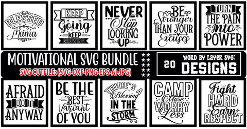 Motivational SVG Bundle, svg designs, svg quotes, svg sayings, svg files for cricut, inspirational svg, dream svg, believe svg, faith svg SVG Blessedprint 