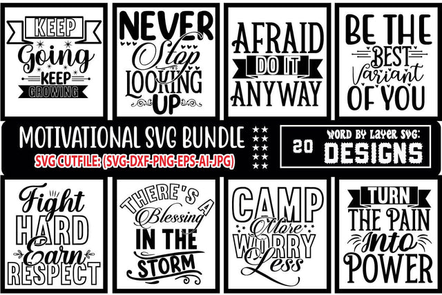 Motivational SVG Bundle, svg designs, svg quotes, svg sayings, svg files for cricut, inspirational svg, dream svg, believe svg, faith svg SVG Blessedprint 