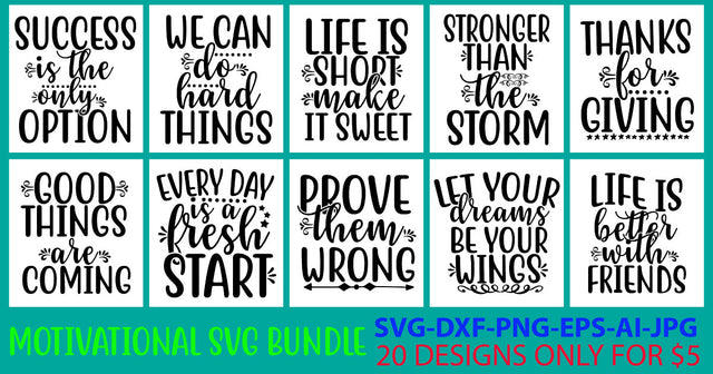 Motivational Svg Bundle SVG Syaman 