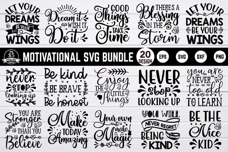motivational svg bundle vol 1 SVG buydesign 