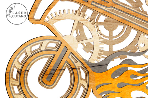 MOTO Laser Cut Wooden Wall Art For Bikers, Motorcycle SVG Multilayer Laser Cut Files, Mandala, SVG, 3D Designs SVG LaserCutano 