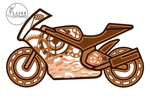 MOTO Laser Cut Wooden Wall Art For Bikers, Motorcycle SVG Multilayer Laser Cut Files, Mandala, SVG, 3D Designs SVG LaserCutano 