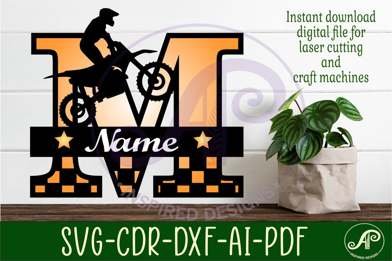Motocross Capital Monogram Letter M SVG - So Fontsy