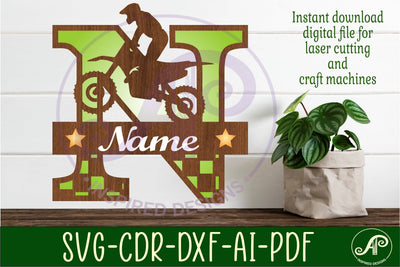 Motocross Capital Monogram Letter N SVG SVG APInspireddesigns 