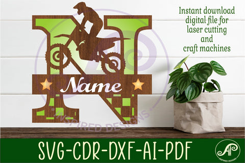 Motocross Capital Monogram Letter N SVG SVG APInspireddesigns 